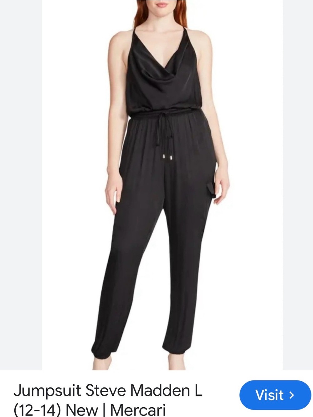 Steve Madden Black satin Cowl-Neck Jumpsuit